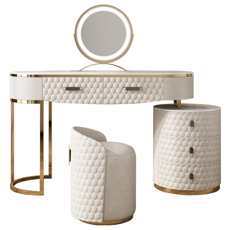 Трельяж Kathryn Bedroom Dressing Table White Белый Глянцевое золото Белый Мрамор Bianco в Омске | Loft Concept 