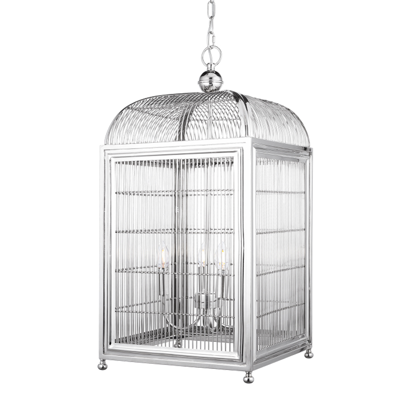 Люстра клетка Bird cage chrome Lantern Falcon Хром в Омске | Loft Concept 