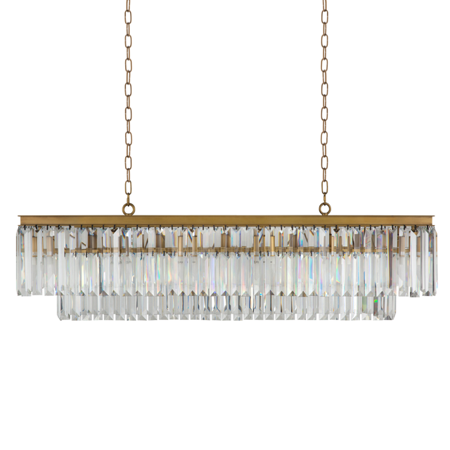 Люстра RH 1920s Odeon Clear Gold Square Chandelier Прозрачное Стекло Латунь в Омске | Loft Concept 