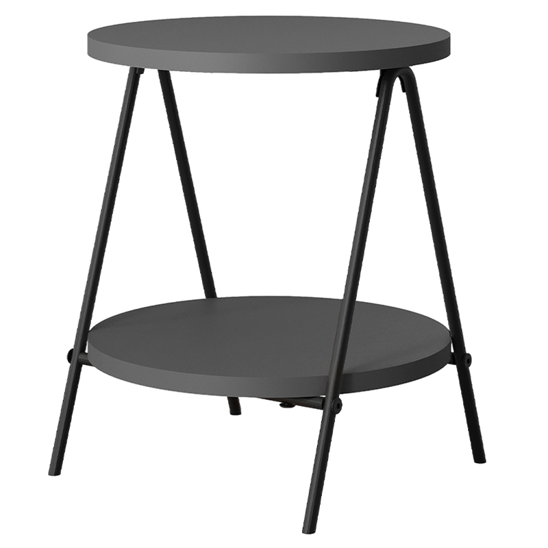 Стол приставной с 2-мя круглыми столешницами цвета антрацит ESSEL SIDE TABLE ANTHRACITE Антрацит Черный в Омске | Loft Concept 