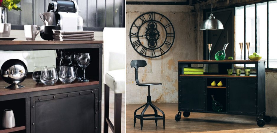 Комод в стиле Индастриал на колёсах Industrial Bar Oak Chest Комод в стиле Индастриал на колёсах Industrial Bar Oak Chest - Loft-Concept в Омске