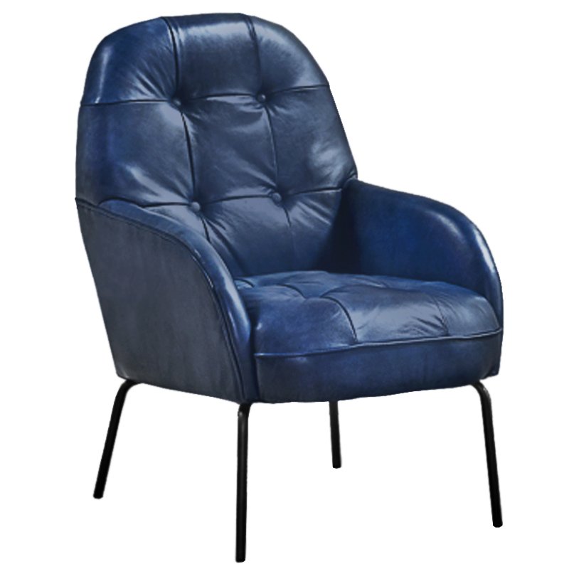 Кресло SHAPKIN LEATHER ARM CHAIR BLUE Синий Черный в Омске | Loft Concept 