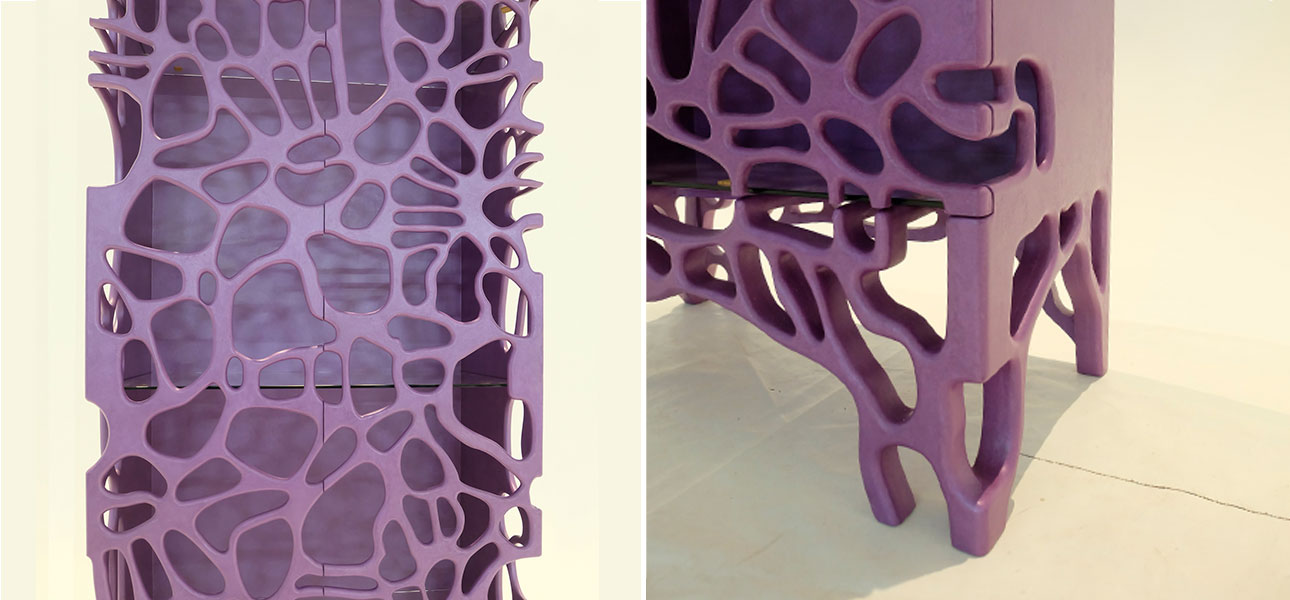 Высокий шкаф со стеклянными полками в фигурном стиле Einstein Neurons - фото №1