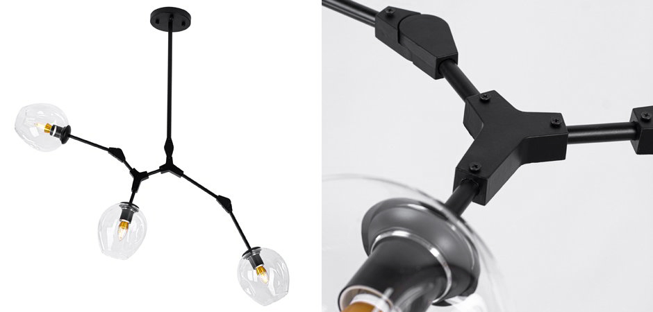 Люстра Сrumpled Glass Bubble Chandelier Black 3 плафона Люстра Сrumpled Glass Bubble Chandelier Black 3 плафона - Loft-Concept в Омске