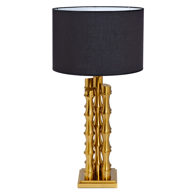 Настольная лампа с Черным Абажуром Damian Gold Table Lamp Глянцевое золото Черный в Омске | Loft Concept 