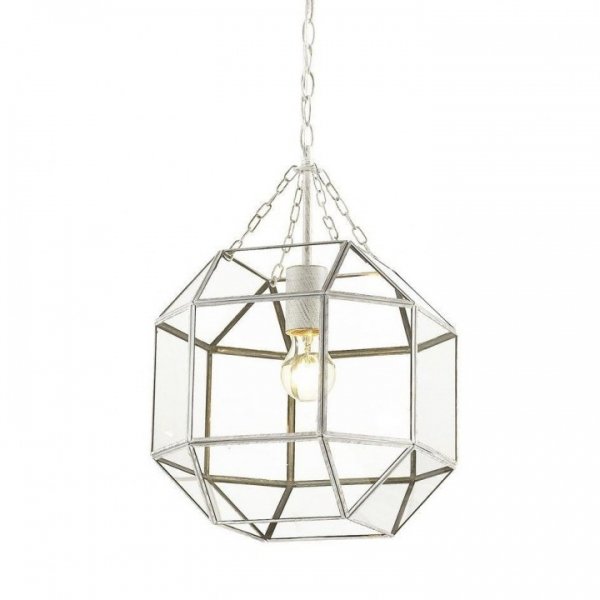 Подвесной светильник Glass & Metal Cage Pendant White Белый в Омске | Loft Concept 