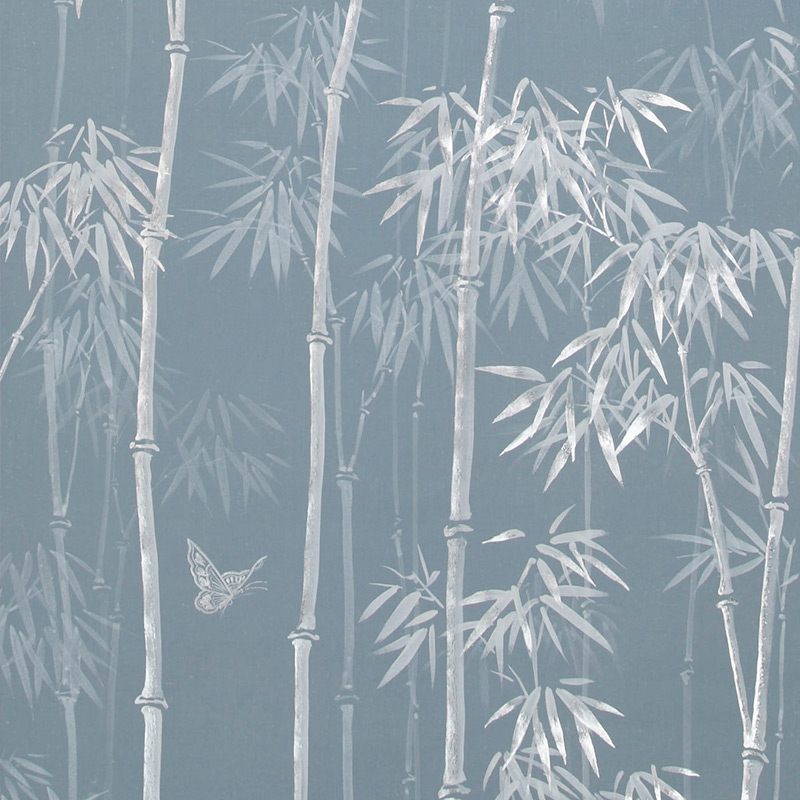 Обои ручная роспись Distant Bamboo Special Colourway on Azure Cobalt painted Xuan paper  в Омске | Loft Concept 