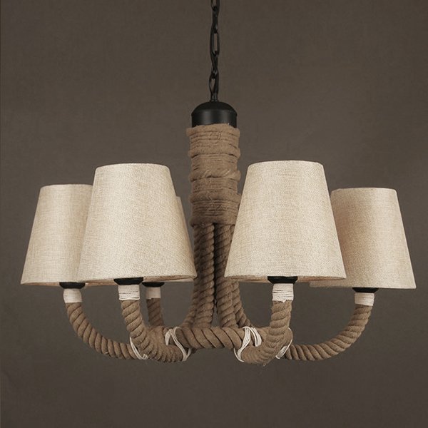 Люстра Rattan Chandelier Loft Rope Light Черный в Омске | Loft Concept 