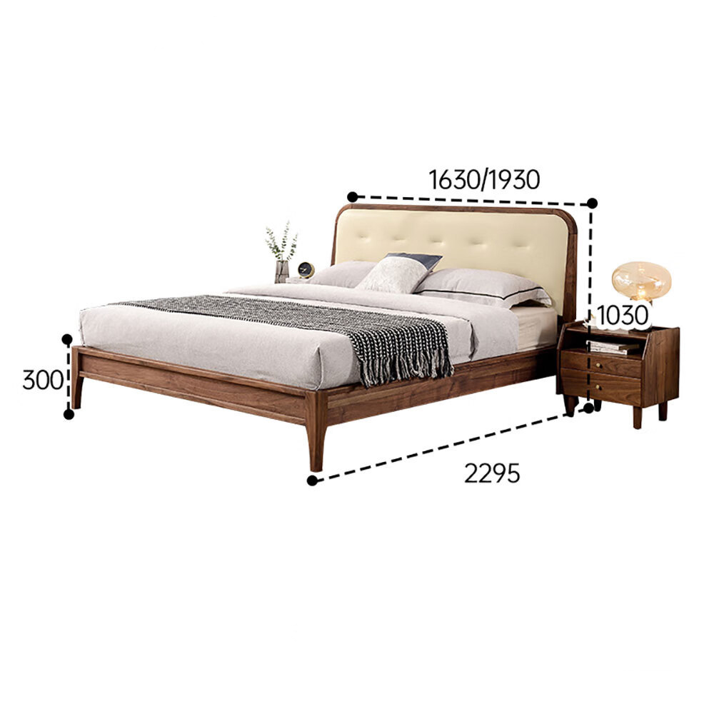 Кровать двуспальная с каркасом из дерева и мягким изголовьем Moon Walnut Bed Кровать двуспальная с каркасом из дерева и мягким изголовьем Moon Walnut Bed в Омске