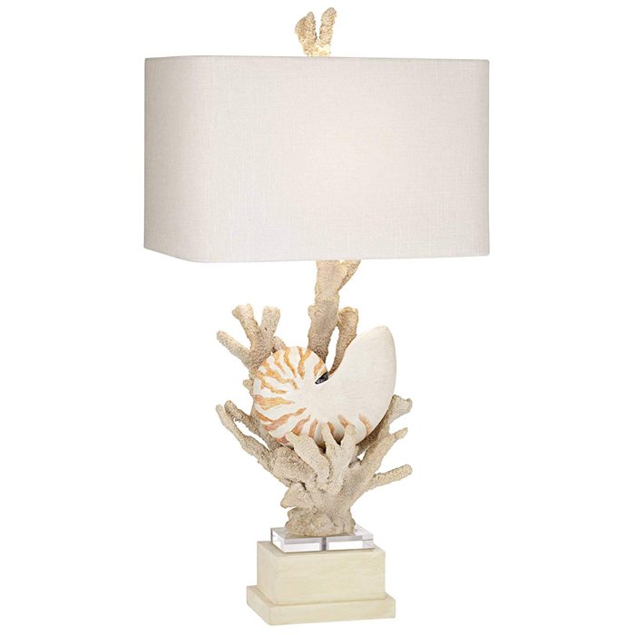 Nautilus Shell and White Coral Table Lamp Молочный Бежевый в Омске | Loft Concept 