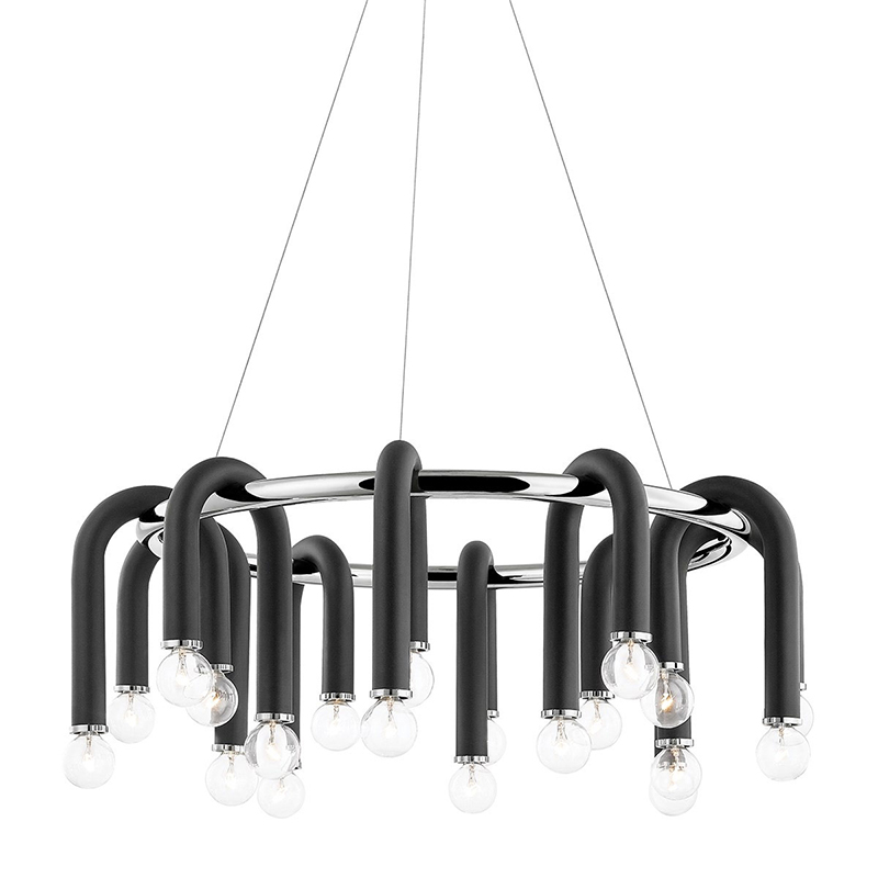 Люстра Paulson floppy chandelier round chrome Черный Хром в Омске | Loft Concept 