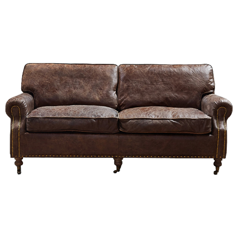 Диван RH CLASSIC LANCASTER Brown leather double Коричневый в Омске | Loft Concept 