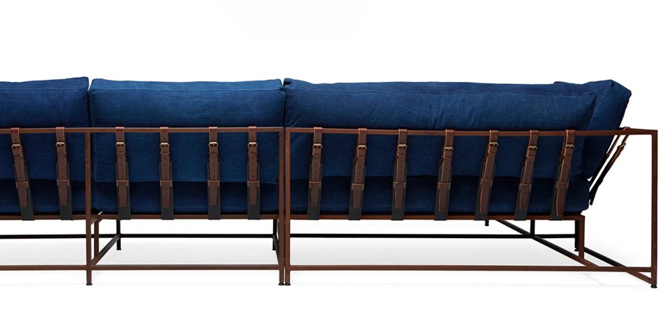 Угловой диван Indigo Denim and copper Sectional sofa Угловой диван Indigo Denim and copper Sectional sofa - Loft-Concept в Омске