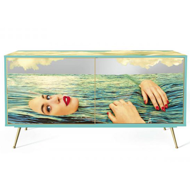 Комод Seletti Cabinet Sliding Door Sea Girl Мульти Золотой Шампань в Омске | Loft Concept 