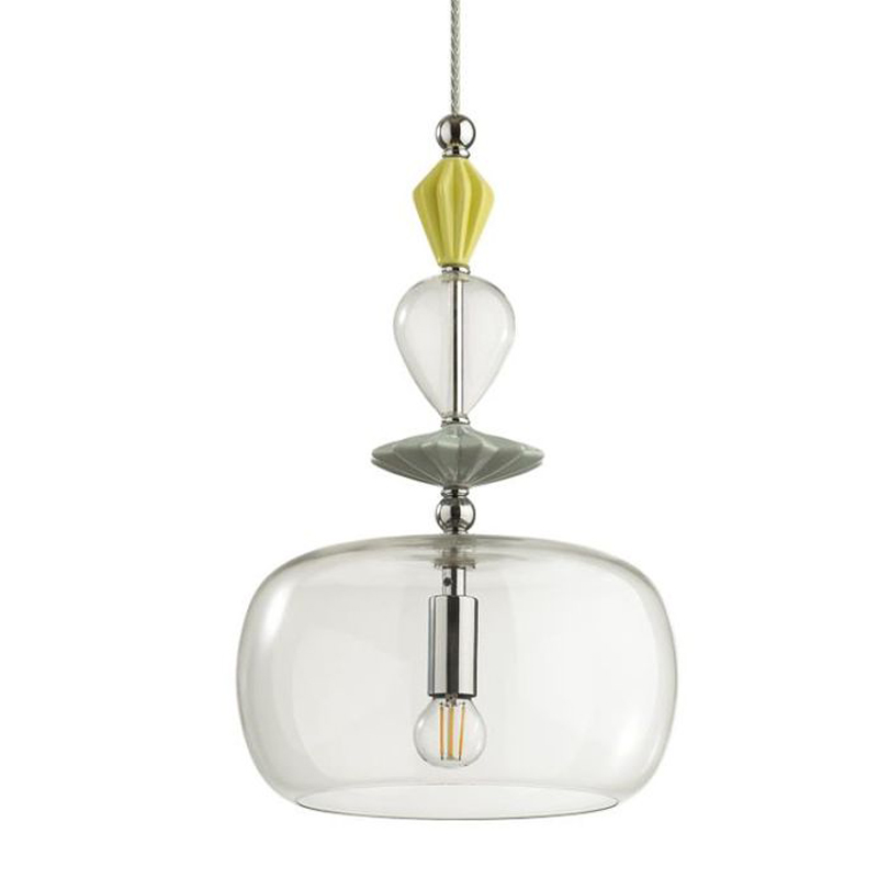 Подвесной светильник Iris Glas hanging lamp candy A chrome Прозрачное Стекло Прозрачный желтый Голубой Хром Прозрачный зеленый в Омске | Loft Concept 