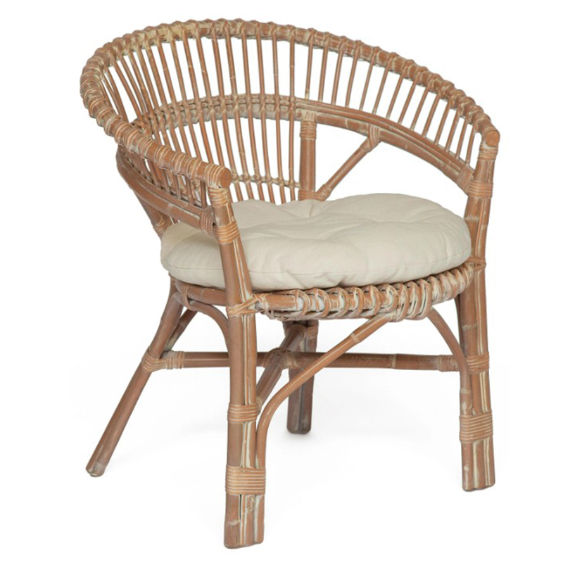 Уличное кресло Rauno Wicker Chair Бежевый Белый в Омске | Loft Concept 