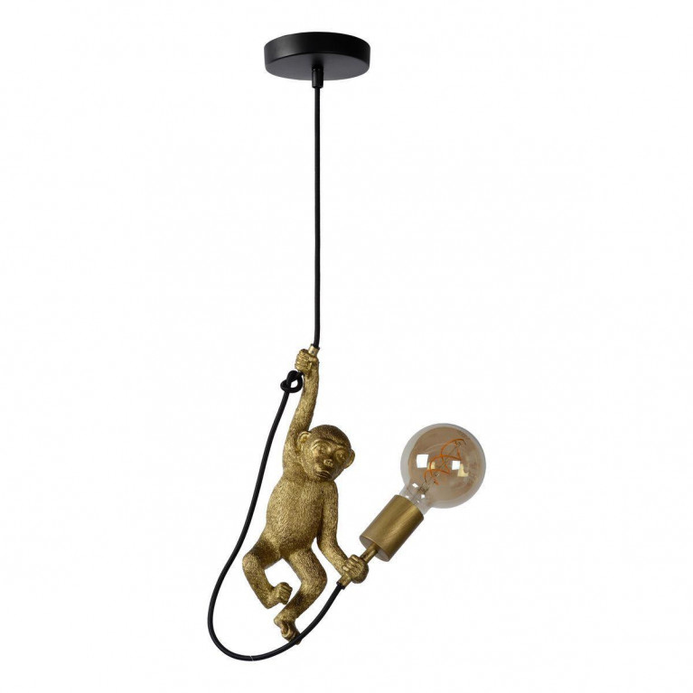 Подвесной светильник Monkey holding a light bulb Черный Золотой в Омске | Loft Concept 