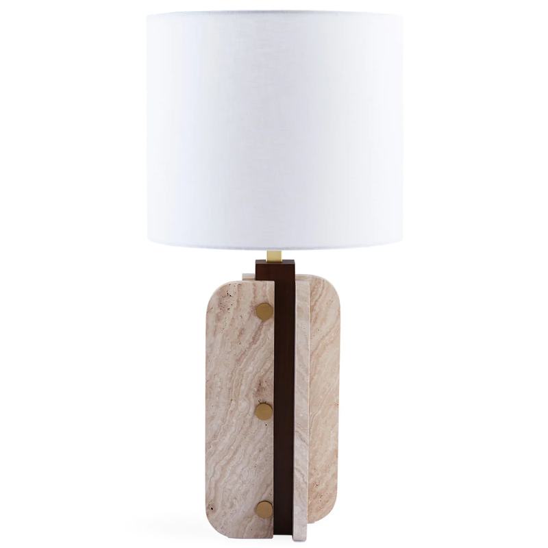 Настольная лампа TOPANGA COLUMN TABLE LAMP Белый Латунь Коричневый Бежевый в Омске | Loft Concept 