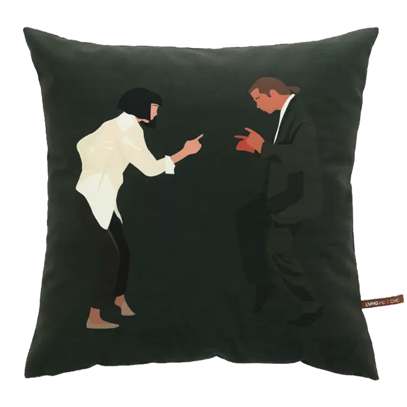 Декоративная подушка Pulp Fiction Dance Cushion Зеленый Бежевый Черный в Омске | Loft Concept 