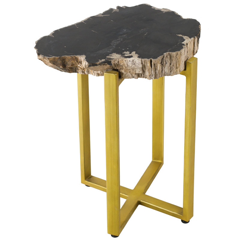 PETRIFIED WOOD COFFEETABLE GOLD S Окаменелое дерево Золотой Бежевый Черный в Омске | Loft Concept 