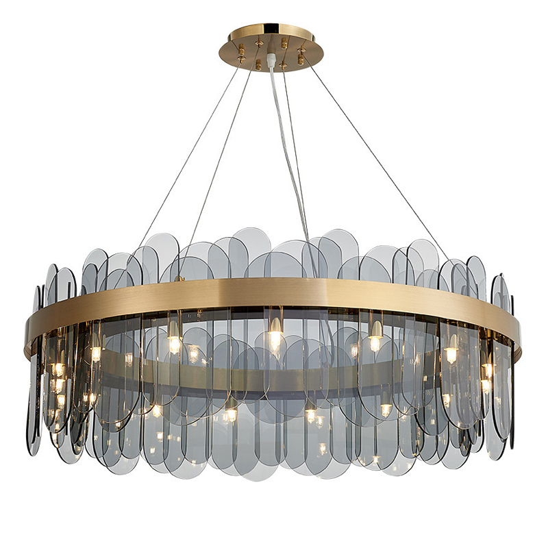 Люстра Blount Chandelier Smokey Латунь Стекло Смок в Омске | Loft Concept 