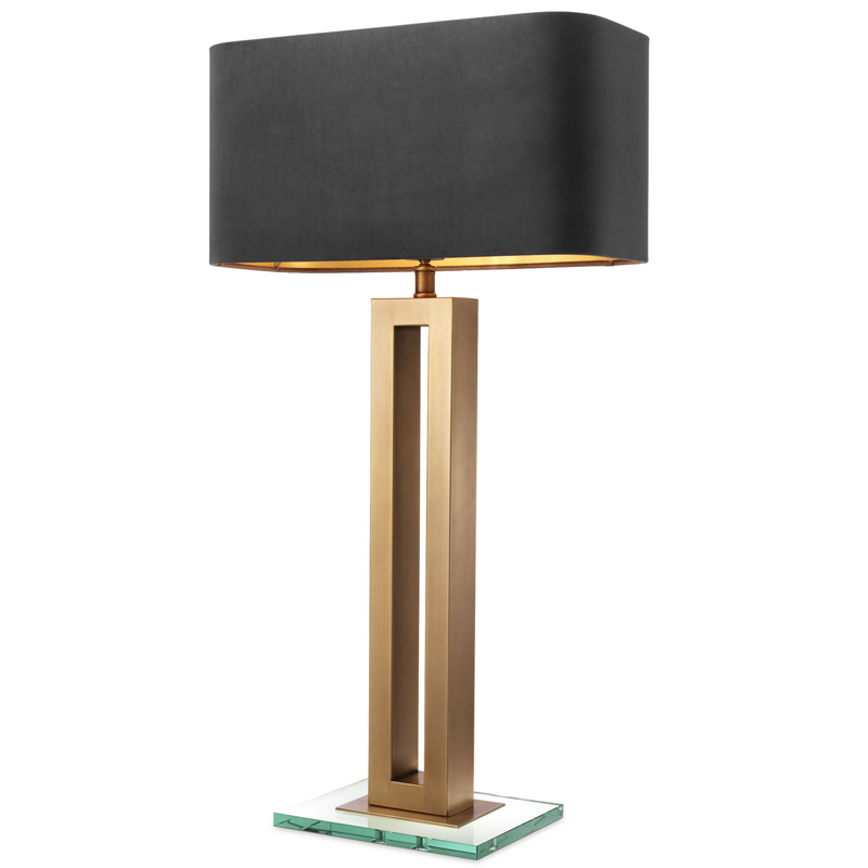 Настольная лампа Eichholtz Table Lamp Cadogan Латунь Античная полированная Прозрачный Черный в Омске | Loft Concept 