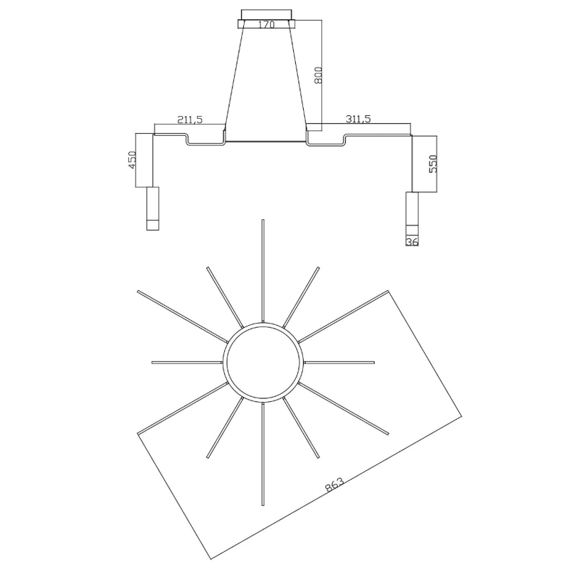 Wireflow LED White Suspension lam 12 патронов в Омске