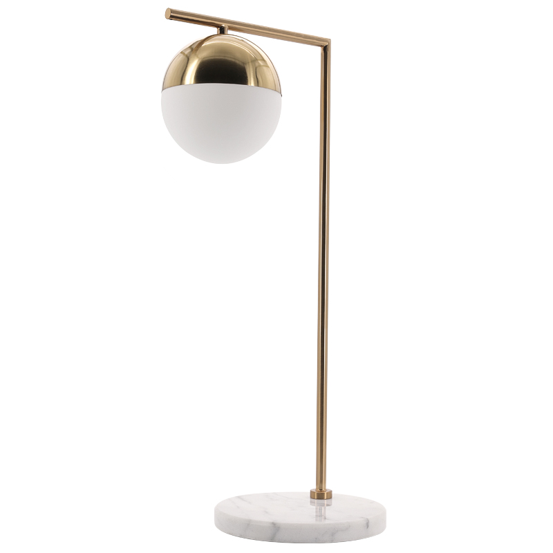 Geneva Glass Table Lamp Globe Латунь Белый Мрамор Bianco в Омске | Loft Concept 