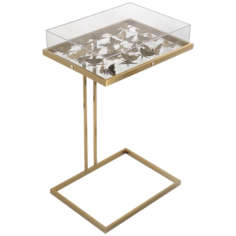 Стол Tommy Mitchell  Butterfly side table Прозрачный Латунь в Омске | Loft Concept 