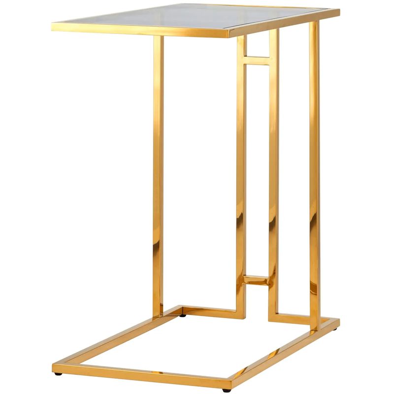 Стол приставной Lasker Milan Tables Gold Золотой Стекло Смок в Омске | Loft Concept 