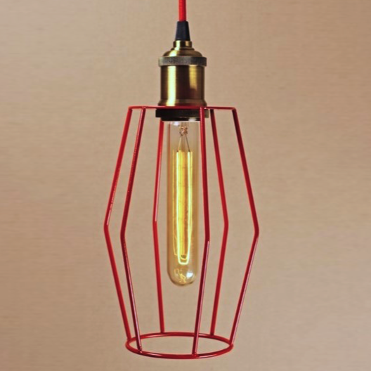 Подвесной светильник Wire Cage Pendant Spauk Red Красный в Омске | Loft Concept 