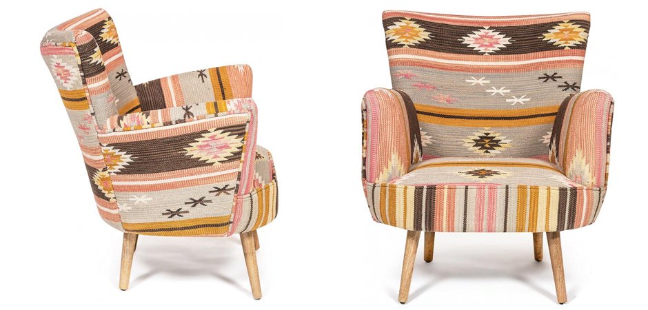 Кресло KELIM Pattern Brown Chair II Кресло KELIM Pattern Brown Chair II - Loft-Concept в Омске