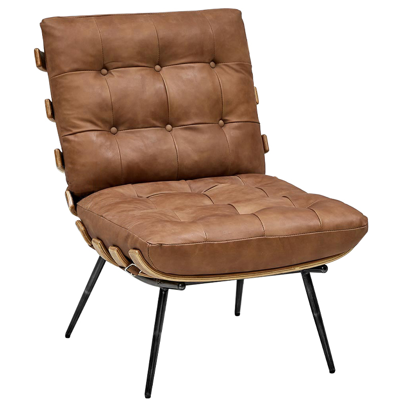 Кресло Philbert Chair brown leather Коричневый в Омске | Loft Concept 