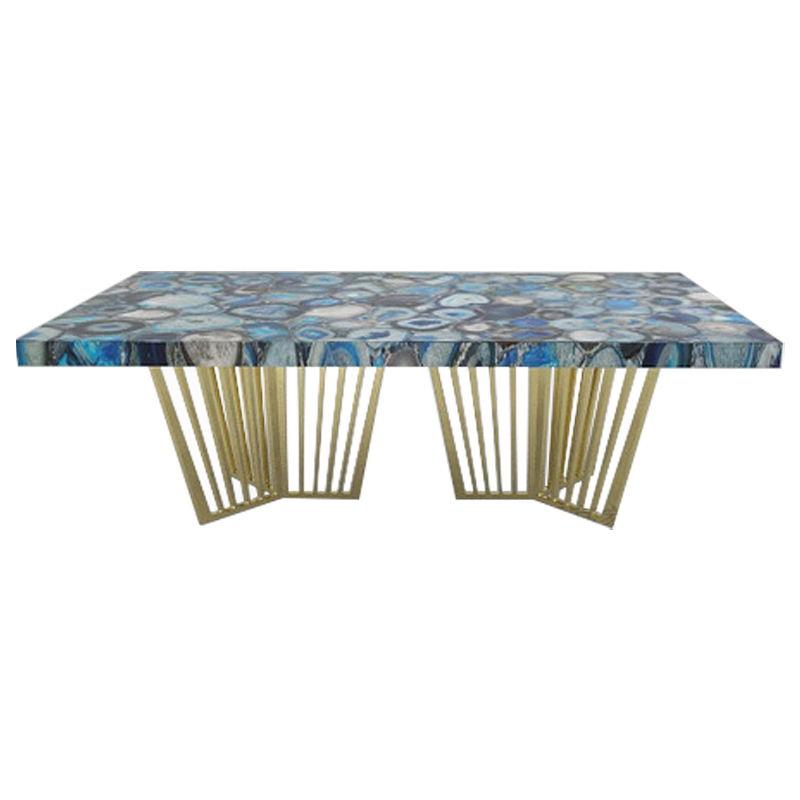 Обеденный стол Agate Design Blue Dining Table Синий Золотой в Омске | Loft Concept 