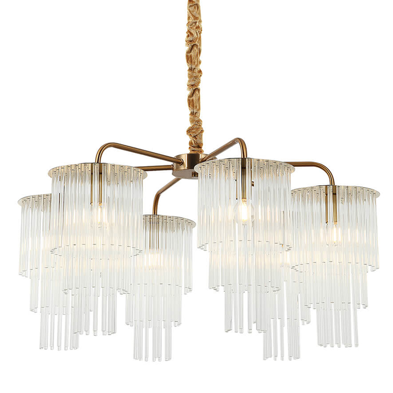 Люстра Harrison Chandelier gold 6 lamp Глянцевое золото Прозрачный в Омске | Loft Concept 