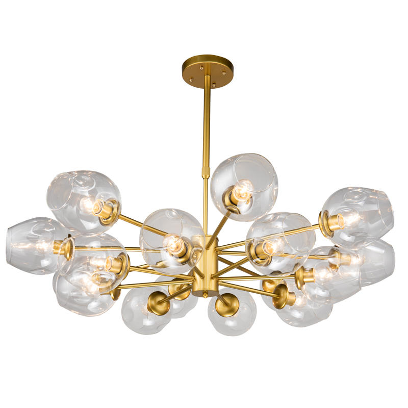 Люстра Branching Bubble Chandelier gold 16 Глянцевое золото Прозрачный в Омске | Loft Concept 