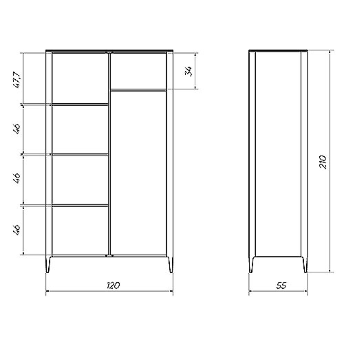 Шкаф двухстворчатый светло-серый Type в Омске