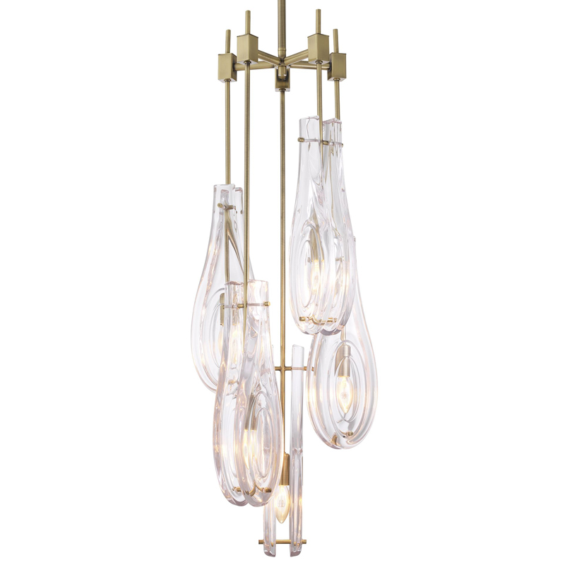 Люстра Eichholtz Chandelier Bellano L Brass Латунь Прозрачный в Омске | Loft Concept 