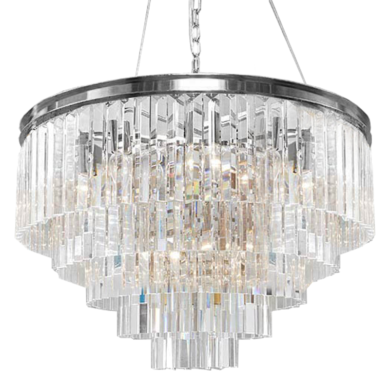 Люстра RH Odeon Chandelier Five Silver 80 Прозрачное Стекло Серебряный в Омске | Loft Concept 