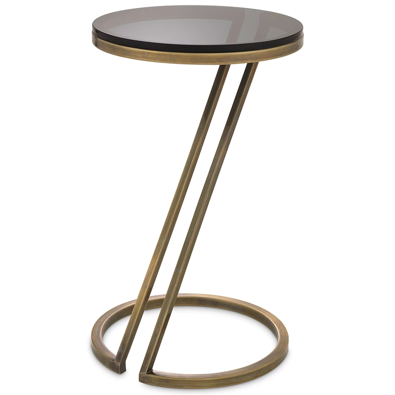 Приставной стол Eichholtz Side Table Falcone Brass Латунь Стекло Смок в Омске | Loft Concept 