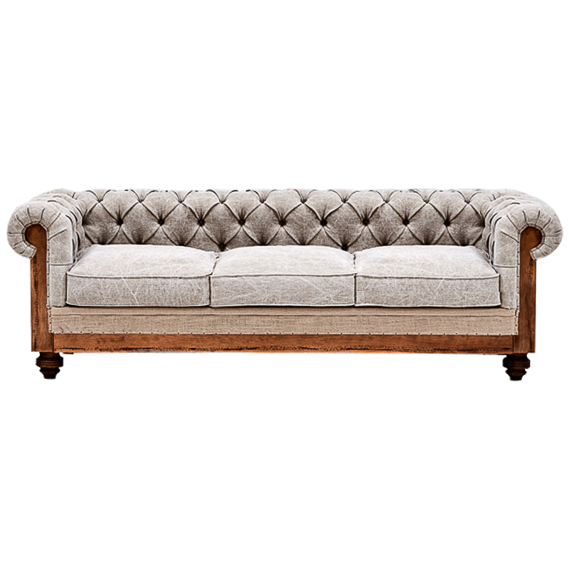 Диван Deconstructed Chesterfield Sofa Triple Gray Серый Бежевый Коричневый в Омске | Loft Concept 