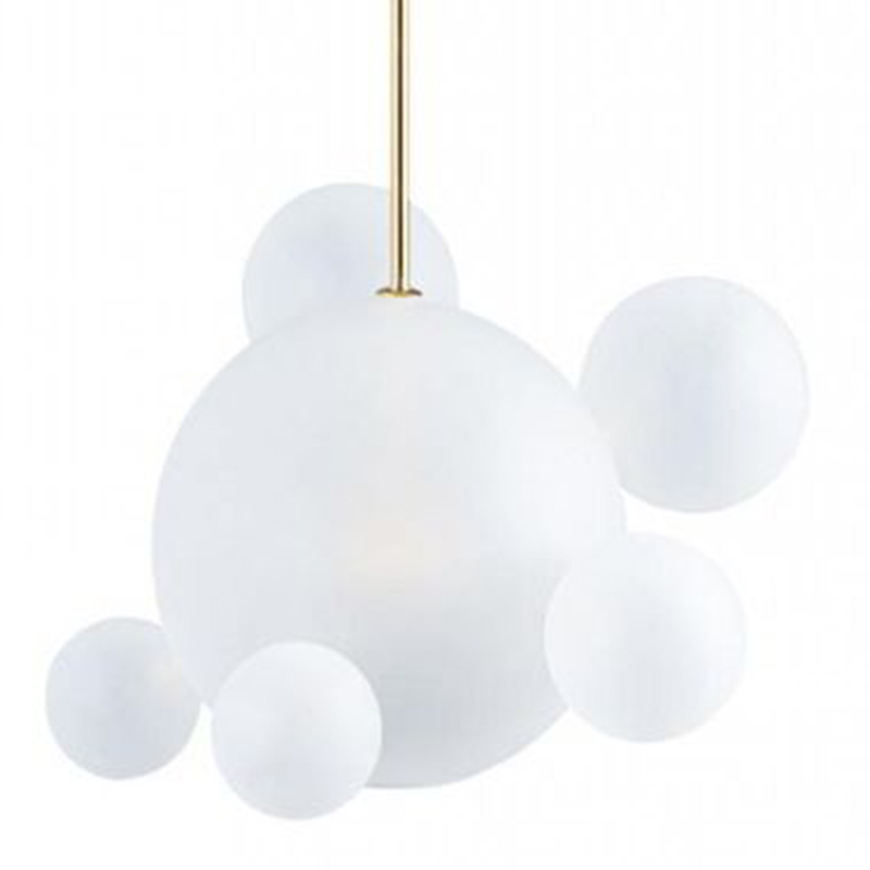 Светильник Giopato & Coombes Bollr Pendant 6 BUBBLE LAMP матовое белое стекло Белый Золотой в Омске | Loft Concept 