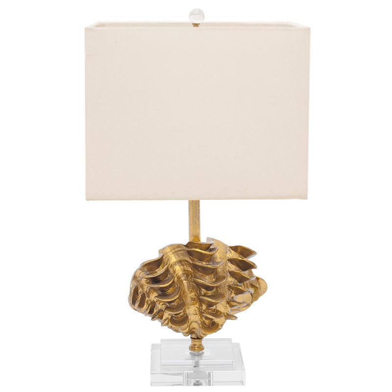 Настольная лампа Golden Shell Table Lamp с абажуром Белый Золотой Прозрачный Бежевый в Омске | Loft Concept 