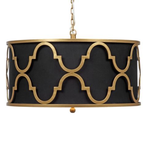 Люстра Black Shade Gold Quatrefoil Overlay Drum Pendant Черный в Омске | Loft Concept 