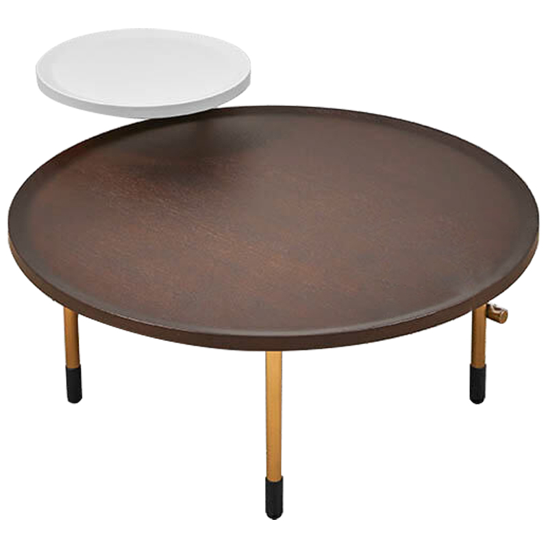 Кофейный стол Alastair Double Round Table Золотой Коричневый Белый в Омске | Loft Concept 