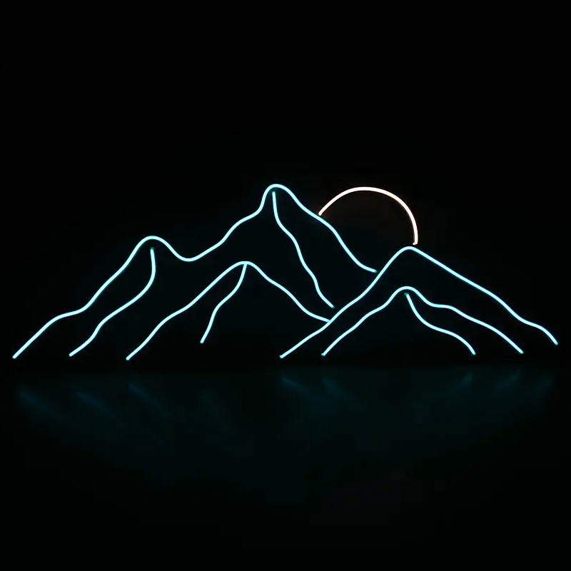 Неоновая настенная лампа Mountains Neon Wall Lamp Прозрачный Бирюзовый Оранжевый в Омске | Loft Concept 