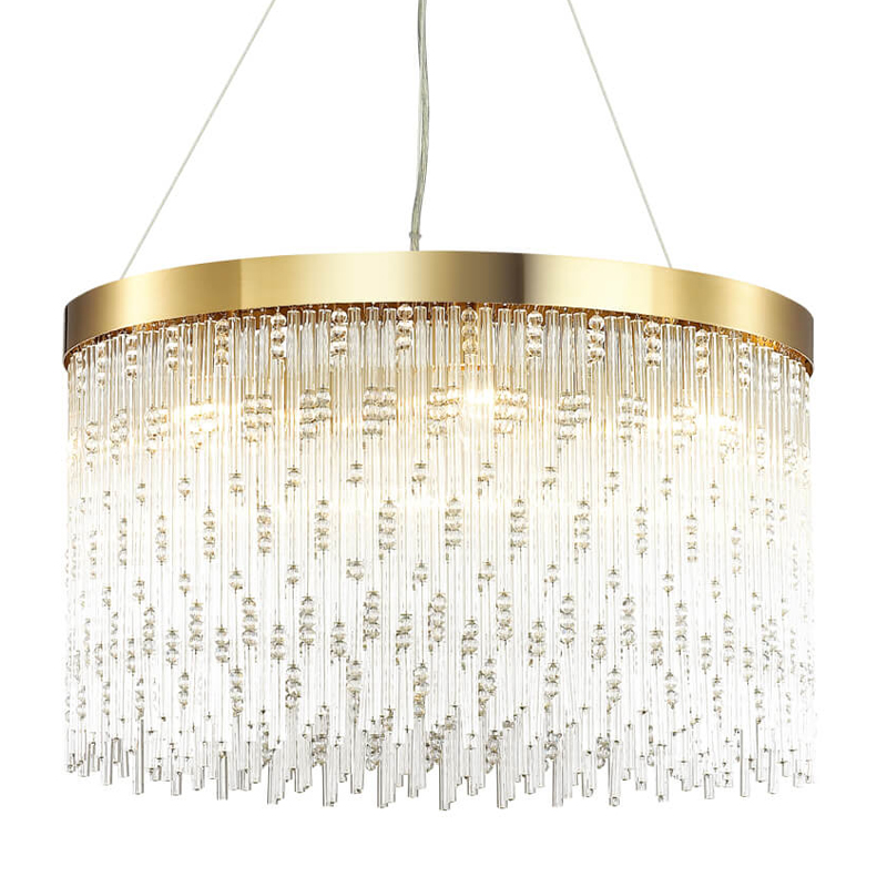 Люстра Hailstorm Rain Kerri Chandelier gold 60 Прозрачный (Transparent) Золотой в Омске | Loft Concept 