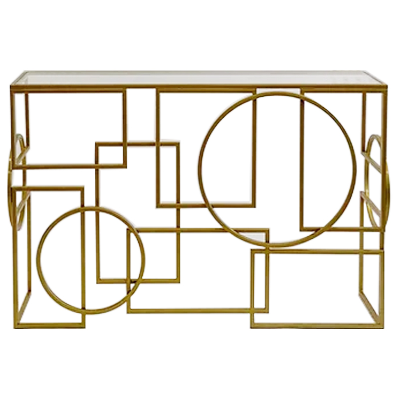 Консоль Geometric Figures Gold Console Золотой Прозрачное Стекло в Омске | Loft Concept 