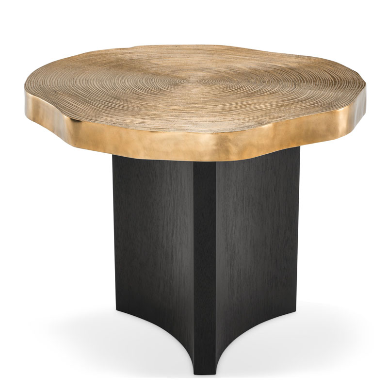 Приставной стол Eichholtz SIDE TABLE THOUSAND OAKS Черный Мрамор Nero Глянцевое золото в Омске | Loft Concept 