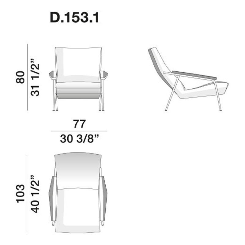 Дизайнерское кресло с подлокотниками Gio Ponti D.153.1 Armchair в Омске